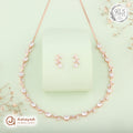 Silver Rose Gold Vinesha Leaf Necklace Set