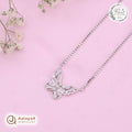Silver Crystal Pearl Butterfly Chain Pendant