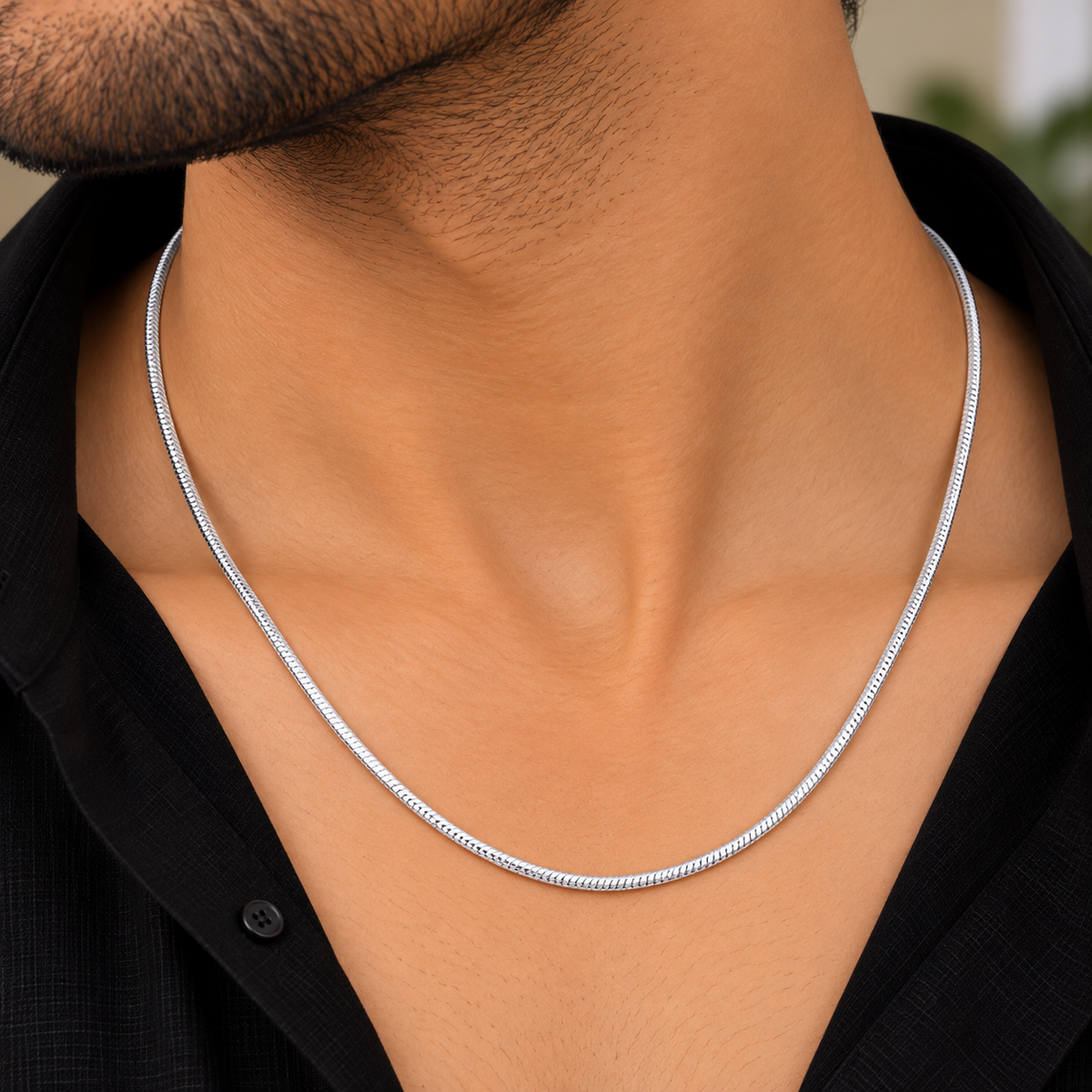 Sleek Serpent Silver Men's Chain