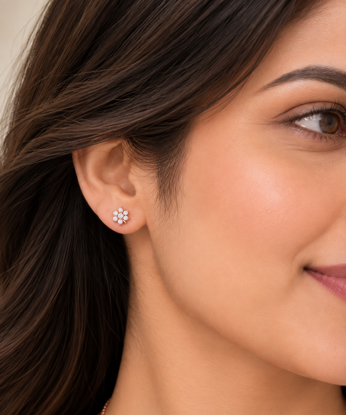 Silver Rosegold Blossom Solitaire Necklace Set