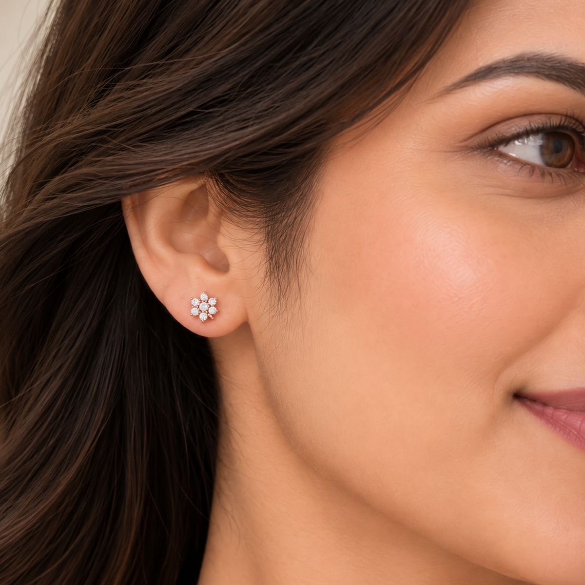 Silver Rosegold Blossom Solitaire Necklace Set