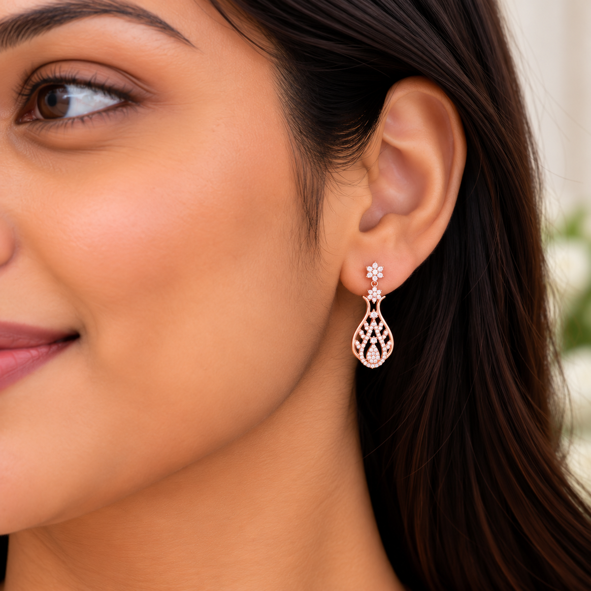 Silver Rose Gold Avira Teardrop Necklace Set