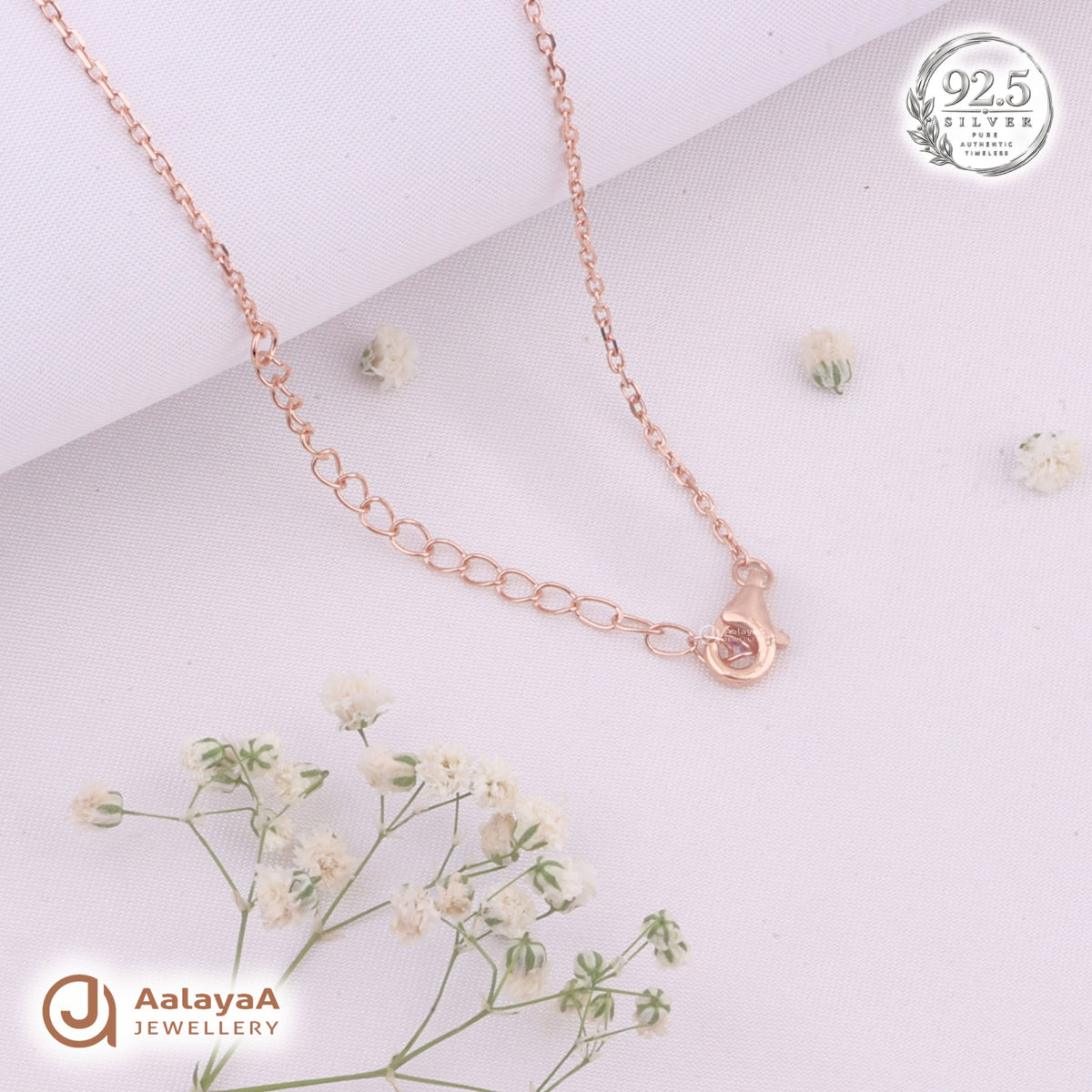 Silver RoseGold Blush Orbit Chain Pendant