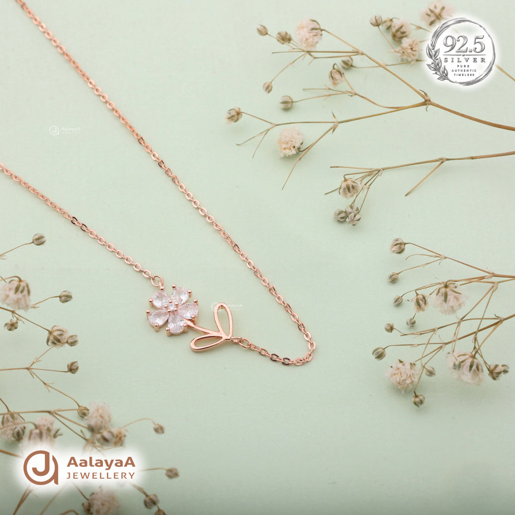 Silver Rosegold Bloom Chain Pendant