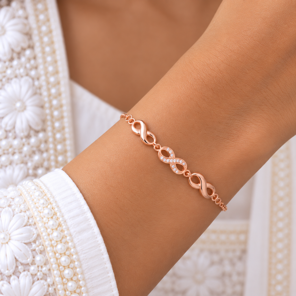 Silver Rosegold Triple Infinity Bracelet