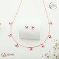 Silver RoseGold Roselle Pink Butterfly Necklace Set