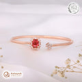 Silver Rosegold Ruby Halo Kada