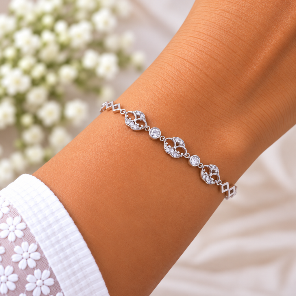 Silver Diamond Infinity Charm Bracelet