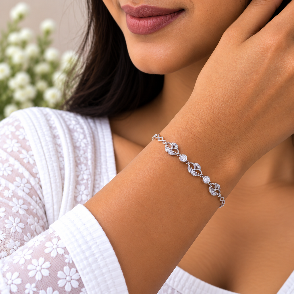 Silver Diamond Infinity Charm Bracelet