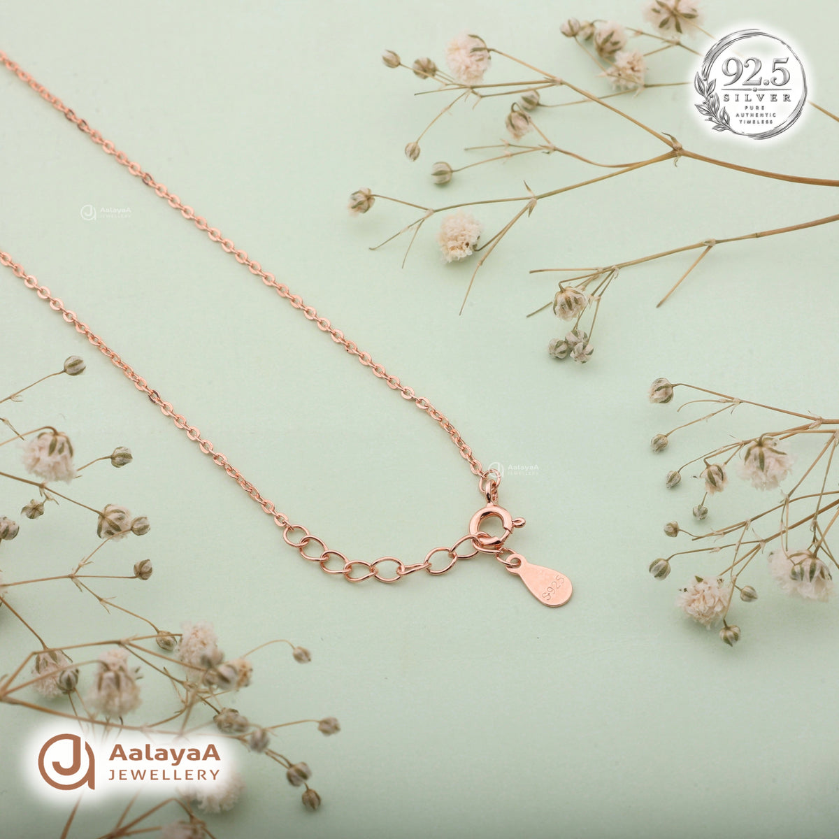 Silver Rosegold Bloom Chain Pendant