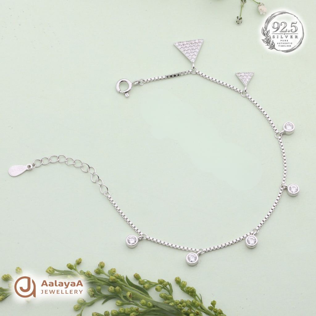 Silver Crystal Triangle Drop Bracelet