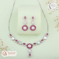 Silver Ruby Radiance Necklace Set