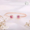 Silver Rosegold Ruby Blossom Kada