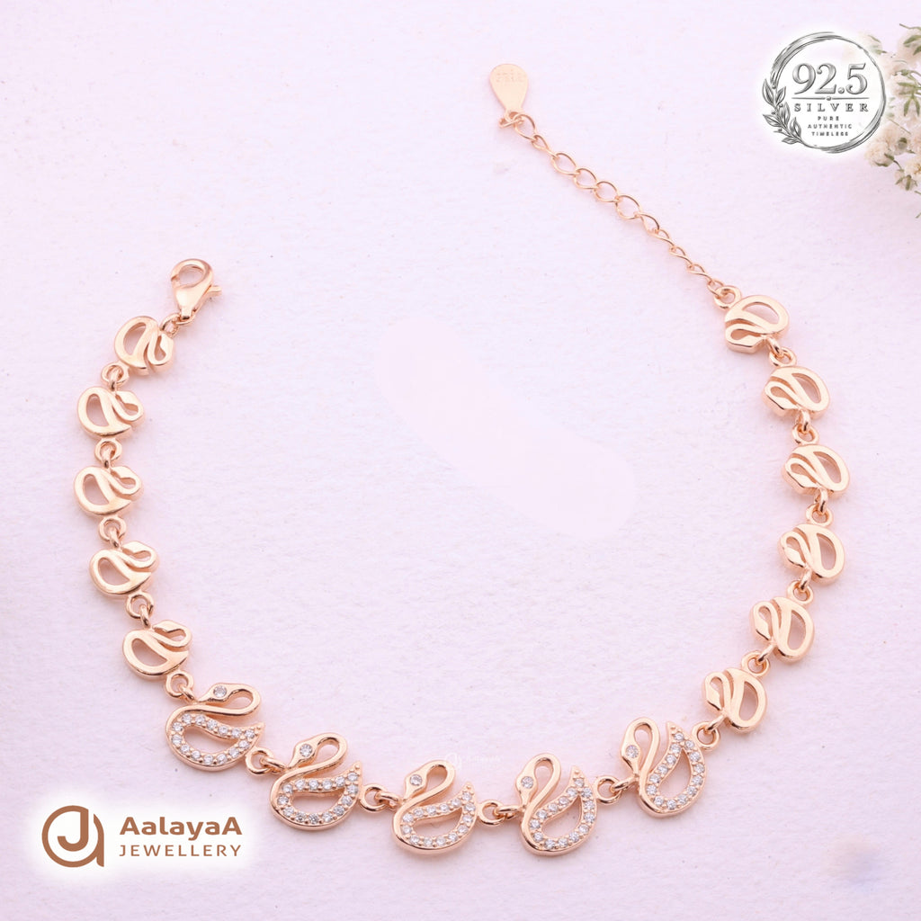 Silver Rosegold Elegant Swan Bracelet