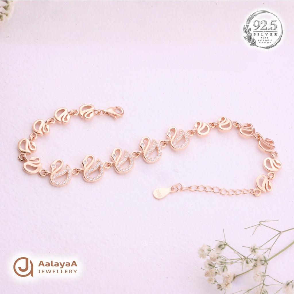 Silver Rosegold Elegant Swan Bracelet