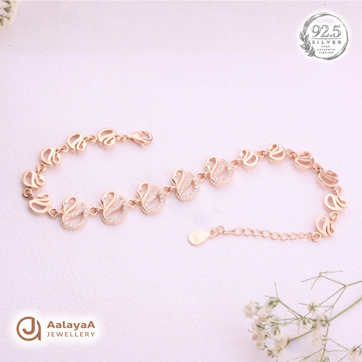 Silver Rosegold Elegant Swan Bracelet