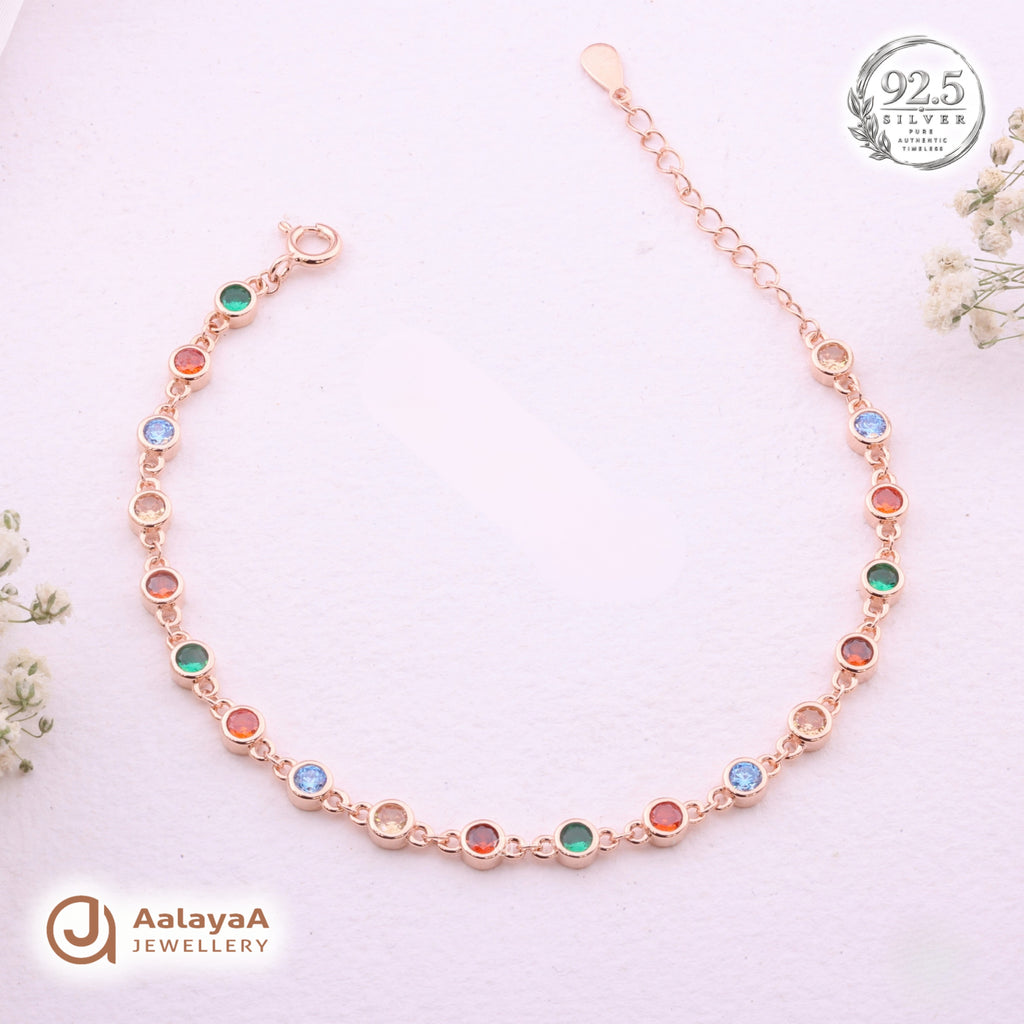 Silver Rosegold Rainbow Crystal Bracelet