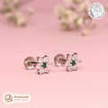 Silver Emerald Daisy Earring
