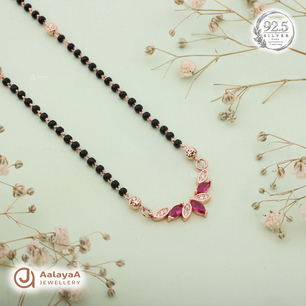 Silver Rosegold Pink Leaf Chain Pendant