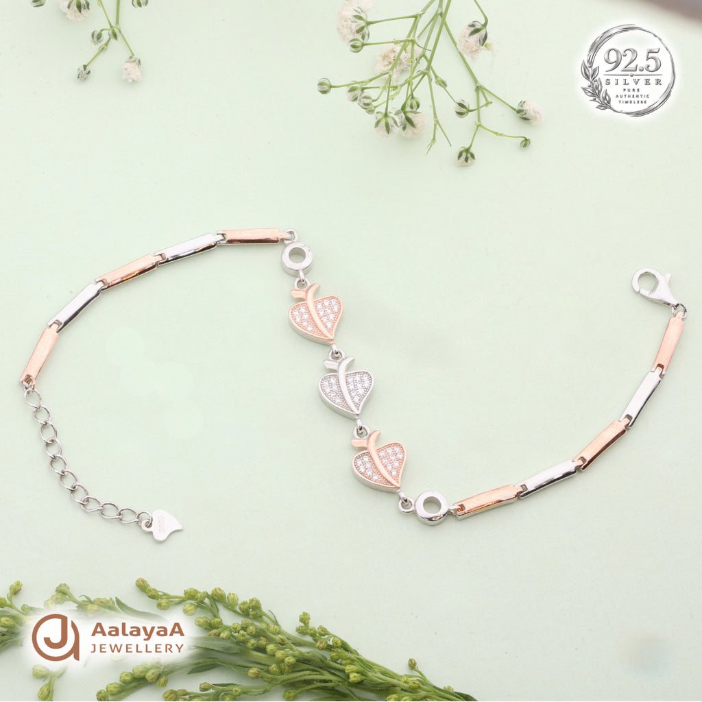 Silver Triple Heart Bracelet