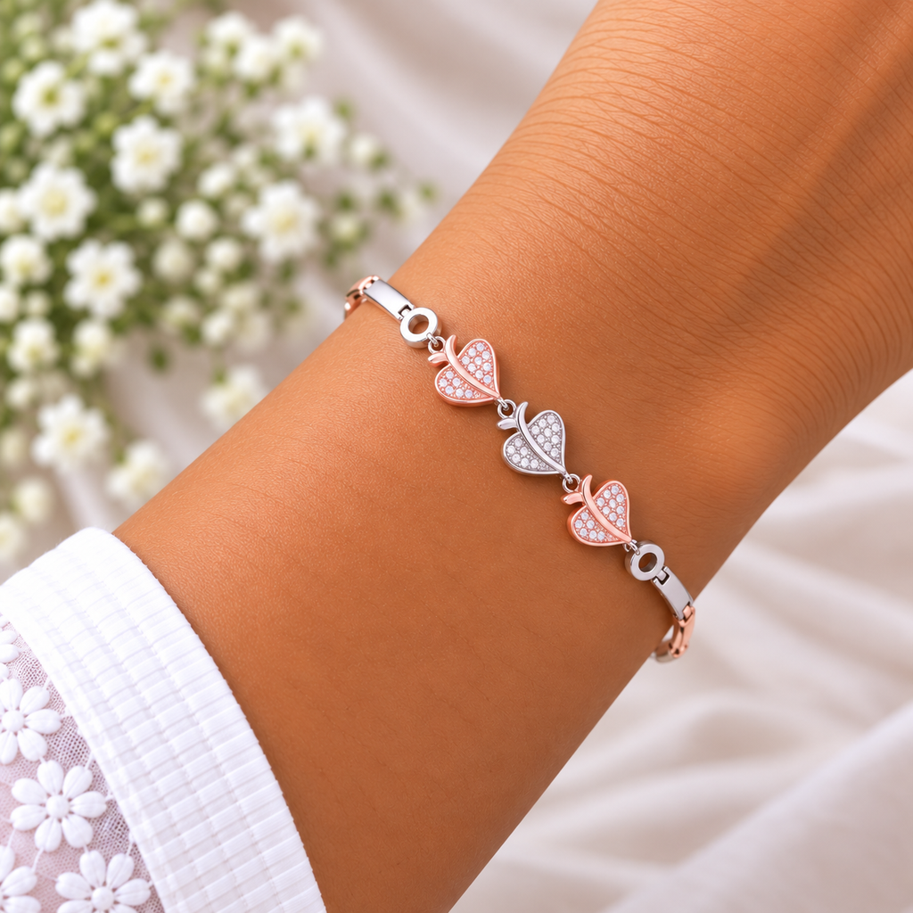 Silver Triple Heart Bracelet