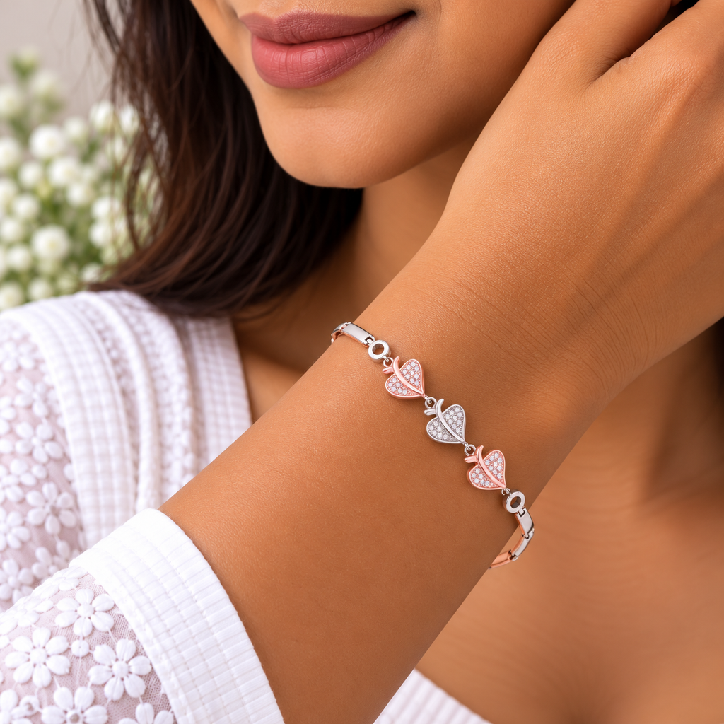Silver Triple Heart Bracelet