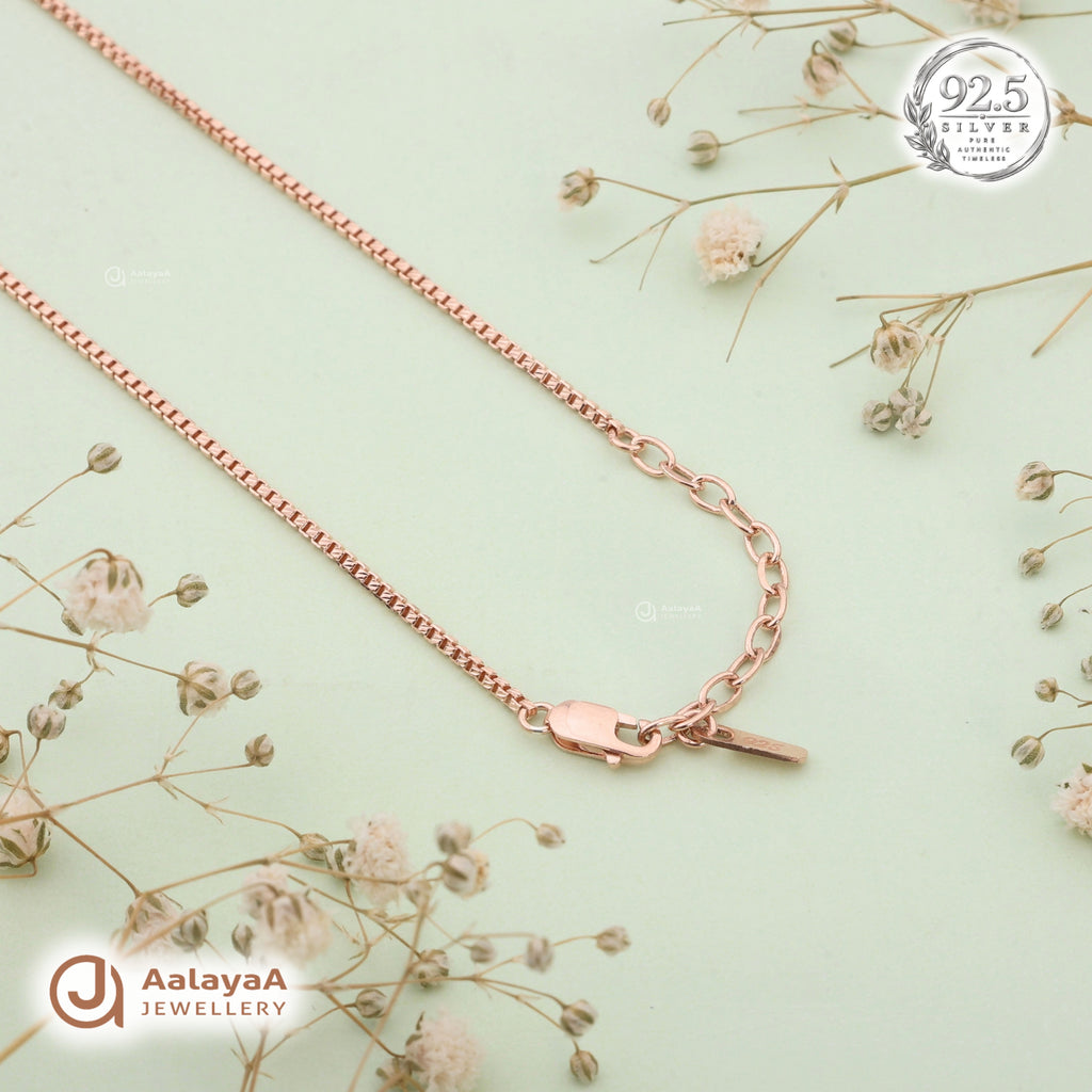 Silver Rosegold Pink Leaf Chain Pendant