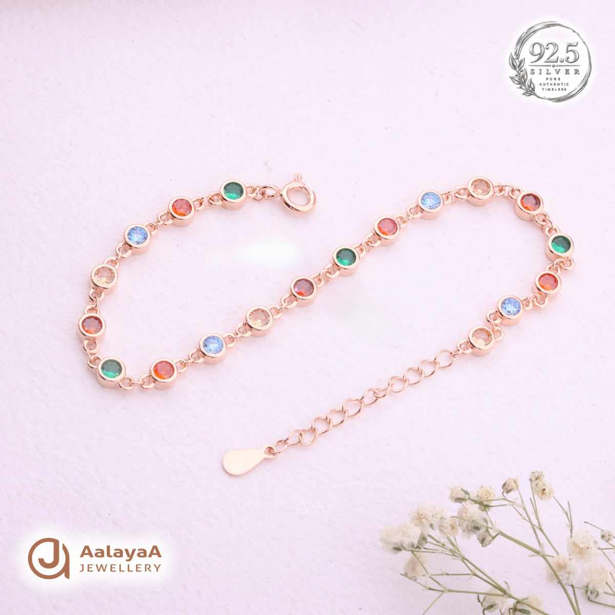 Silver Rosegold Rainbow Crystal Bracelet
