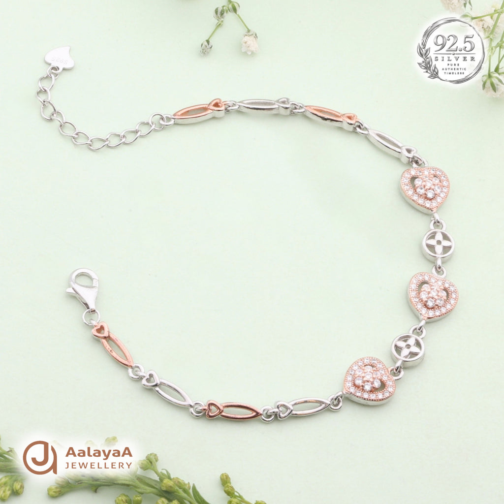 Silver Sparkling Heart Charm Bracelet