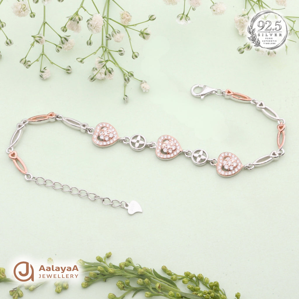 Silver Sparkling Heart Charm Bracelet