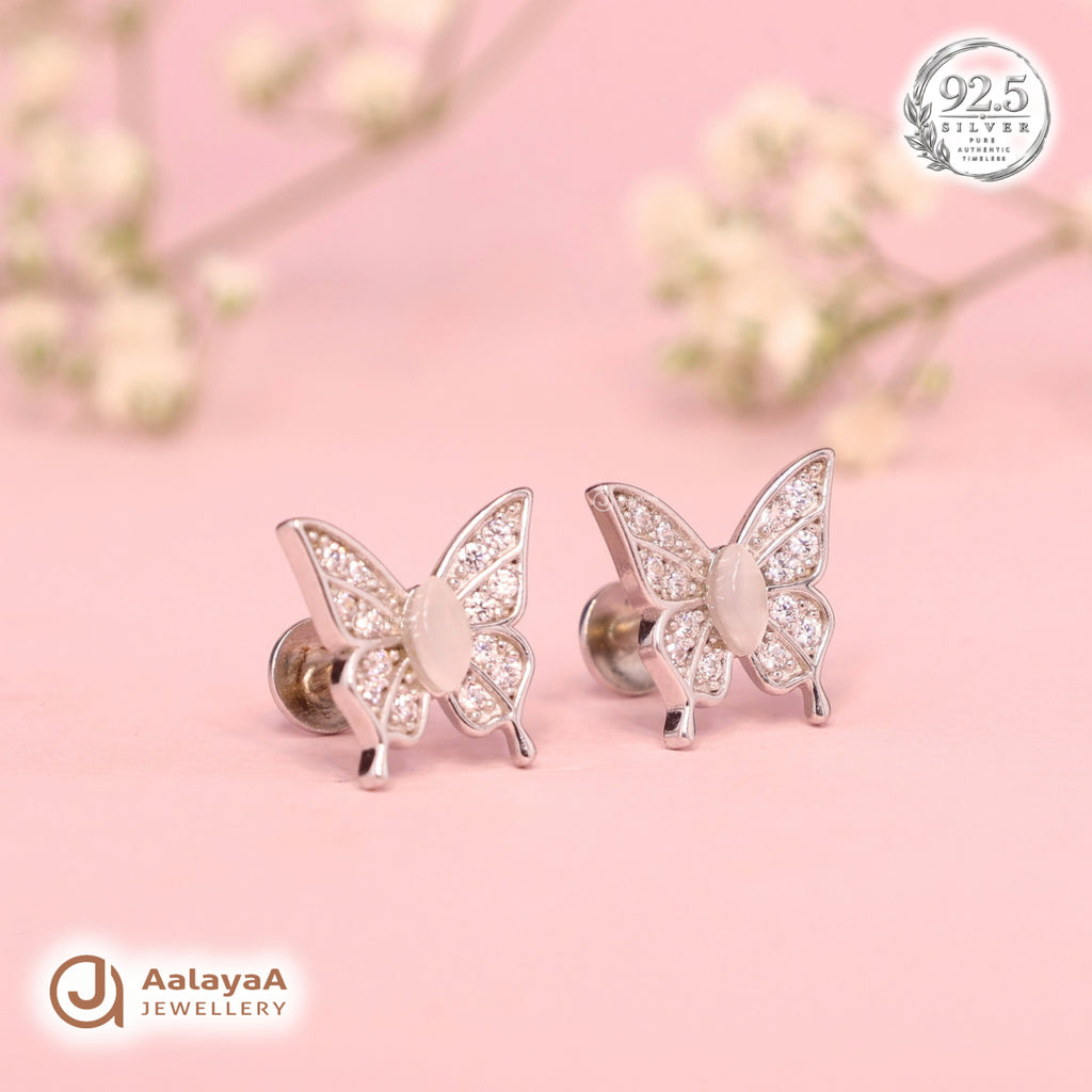 Silver Crystal Butterfly Earring