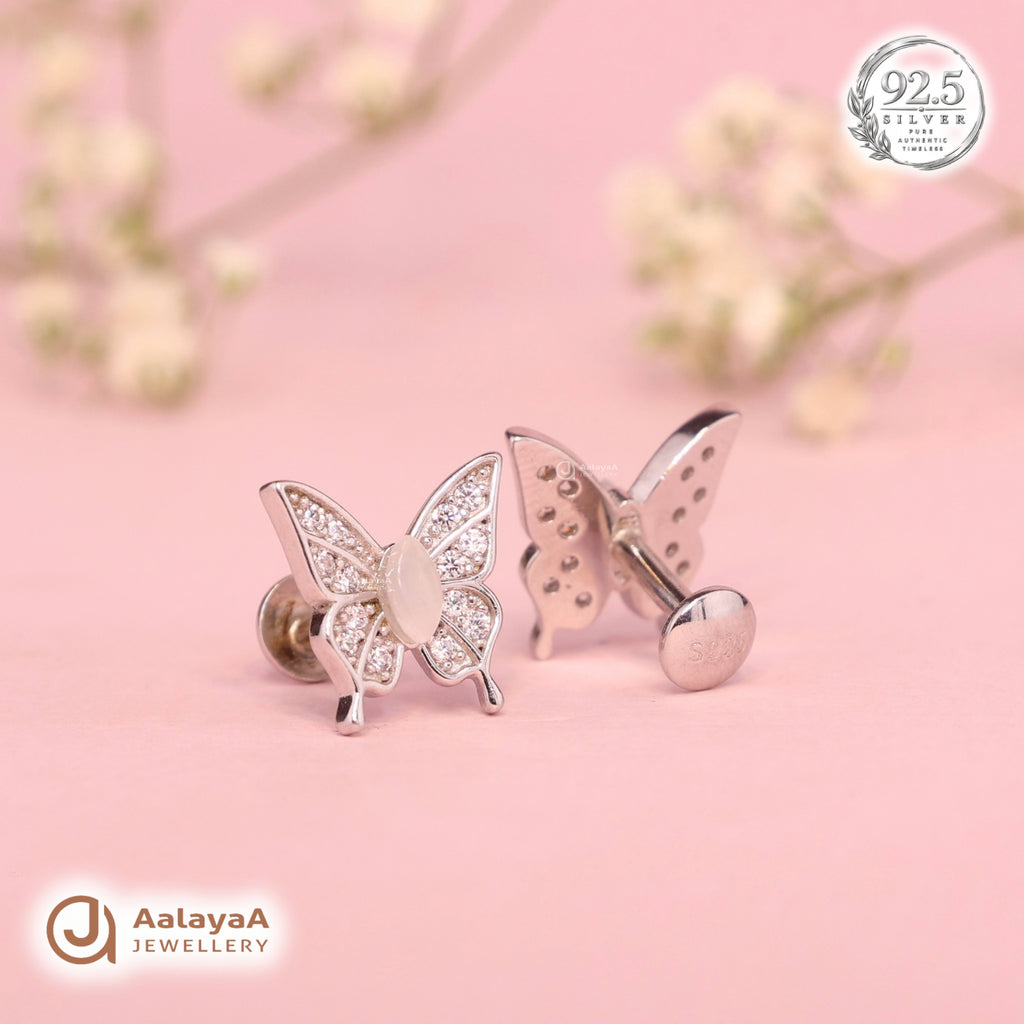 Silver Crystal Butterfly Earring
