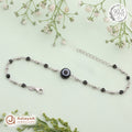 Silver Black Evil Eye Beaded Bracelet
