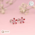 Silver Pink Blossom Earring