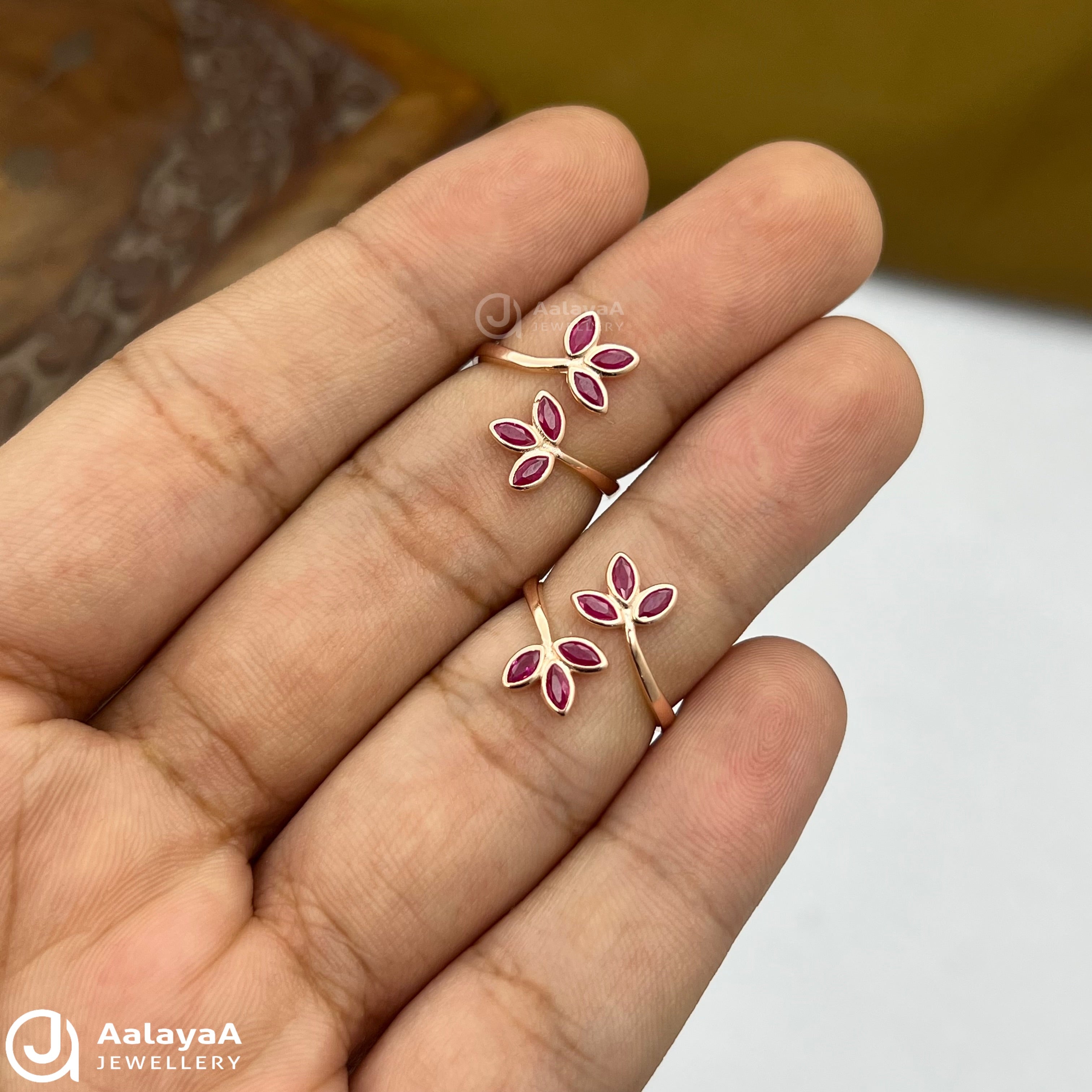 Silver Rosegold Pink Petal Grace Toe Ring