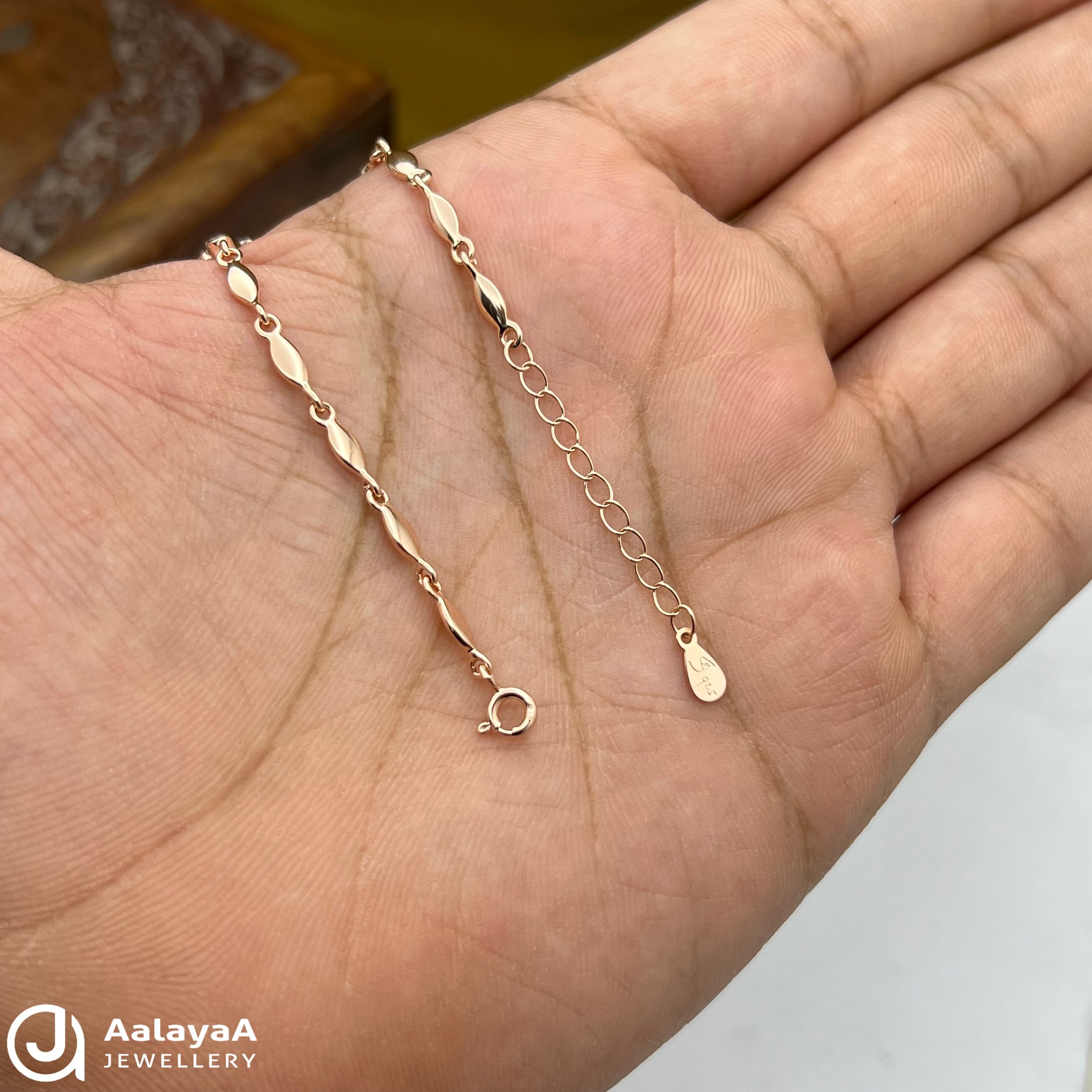 Silver Rosegold Circle with Stone Bracelet