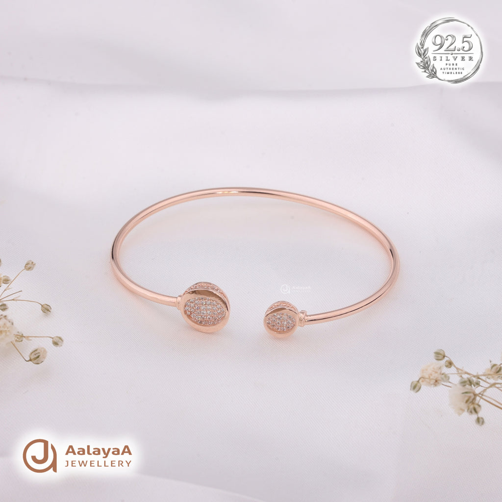 Silver Rosegold Twin Halo Kada