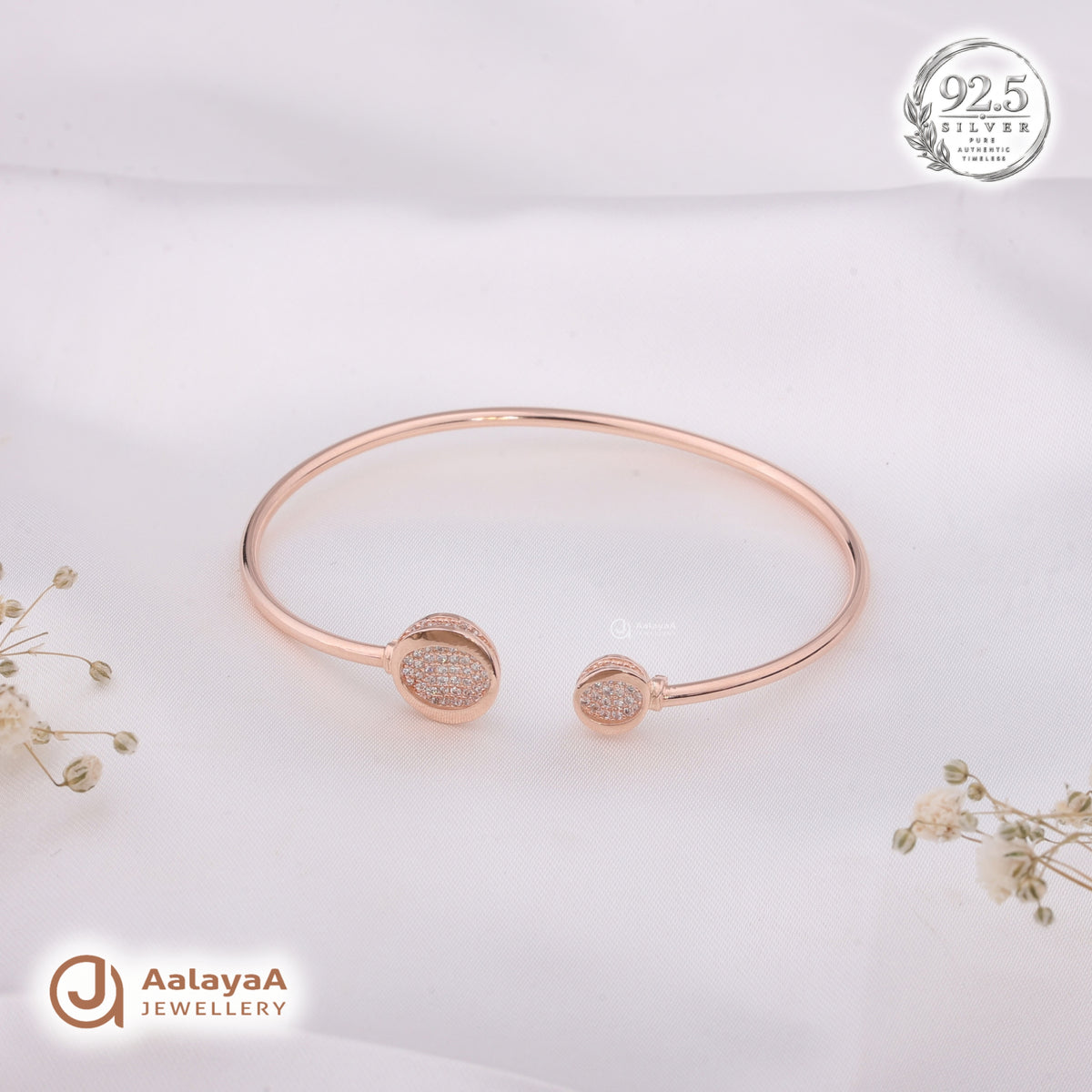 Silver Rosegold Twin Halo Kada
