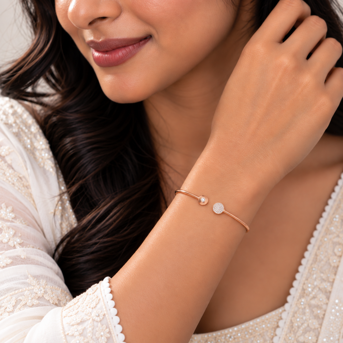 Silver Rosegold Celestial Circle Kada