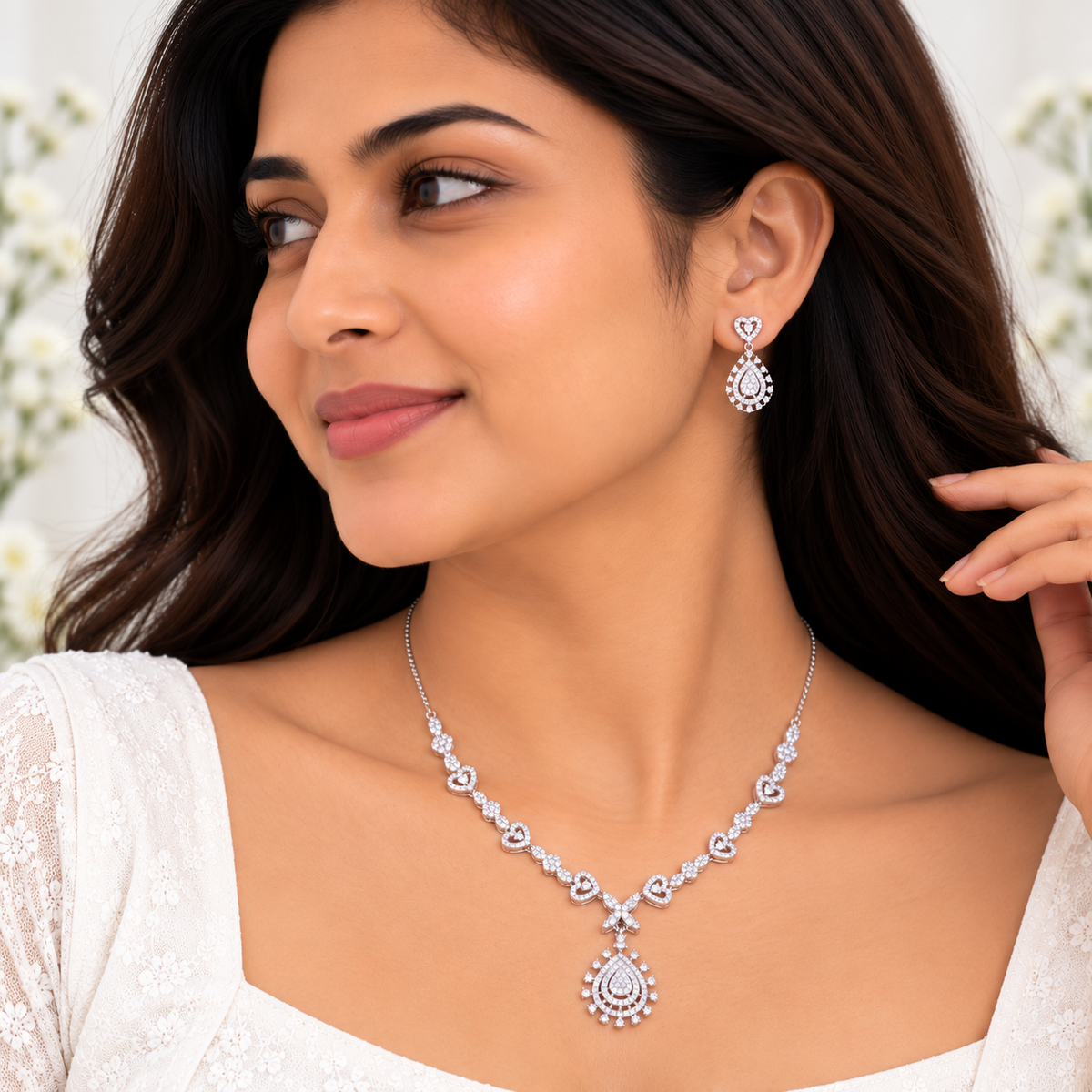 Silver Heartfelt Elegance Necklace Set