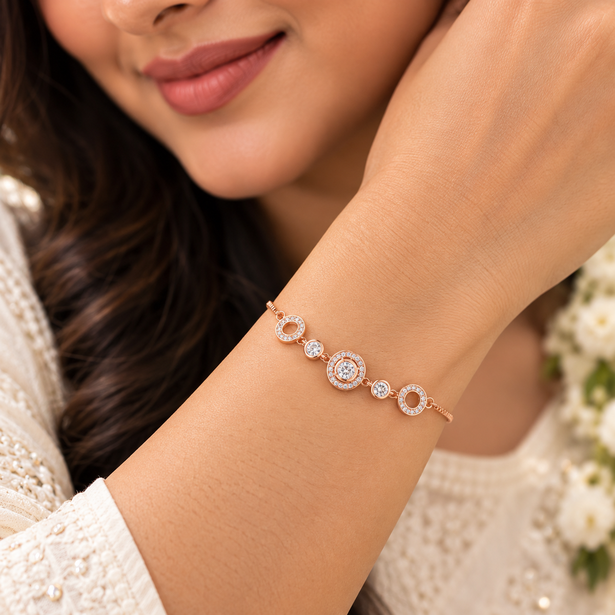 Silver Rosegold Circle Radiance Bracelet