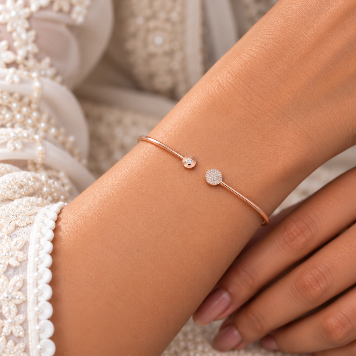 Silver Rosegold Celestial Circle Kada