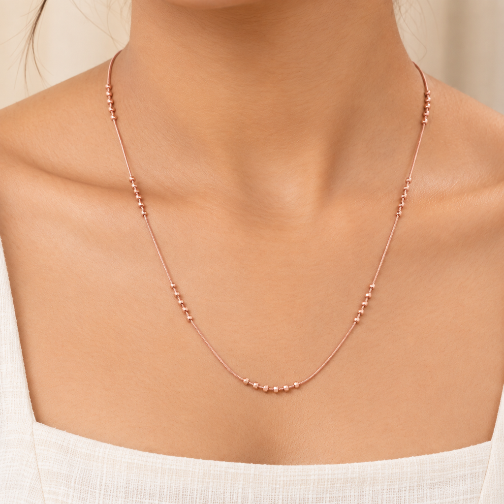Silver Rosegold Beaded Snake Chain