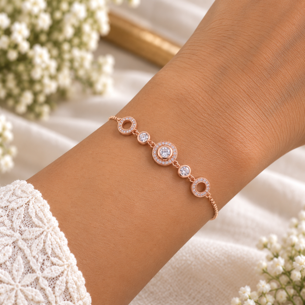 Silver Rosegold Circle Radiance Bracelet