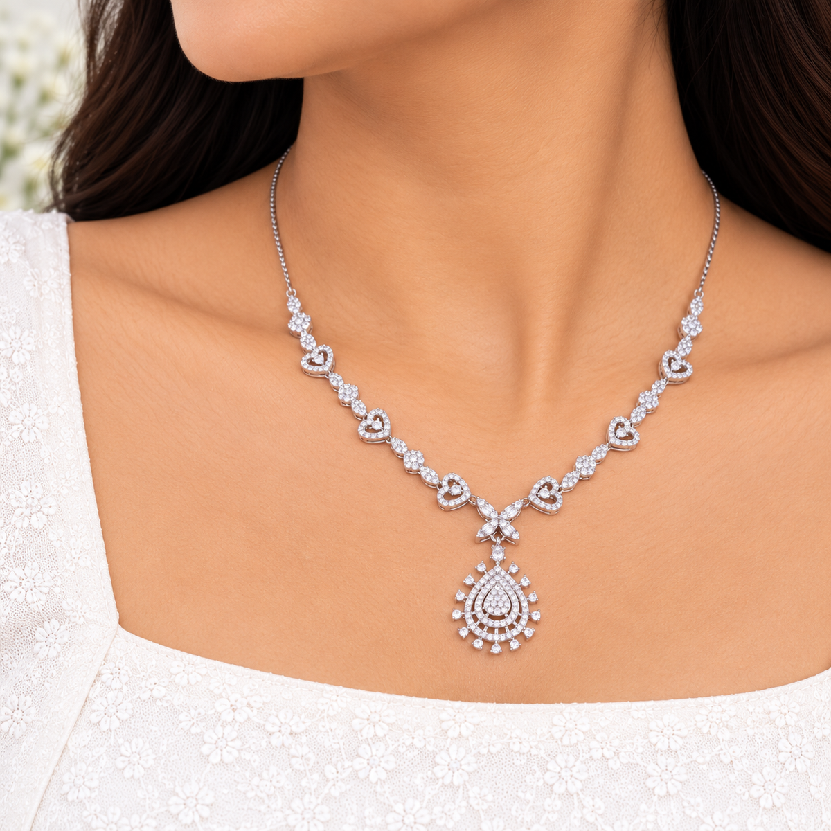 Silver Heartfelt Elegance Necklace Set