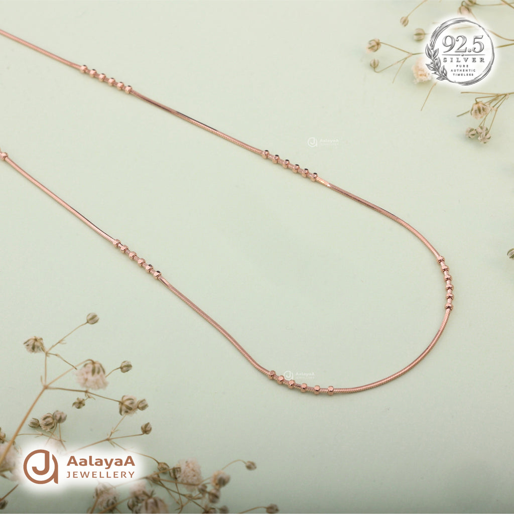 Silver Rosegold Beaded Snake Chain