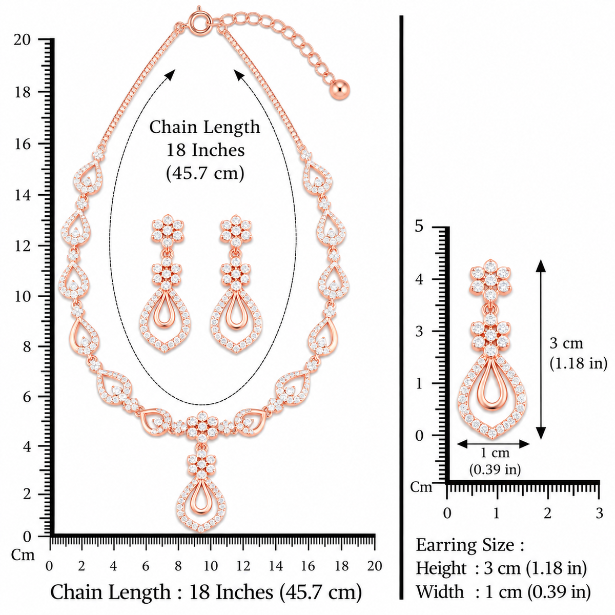 Silver Rose Gold Celestia Floral Necklace Set