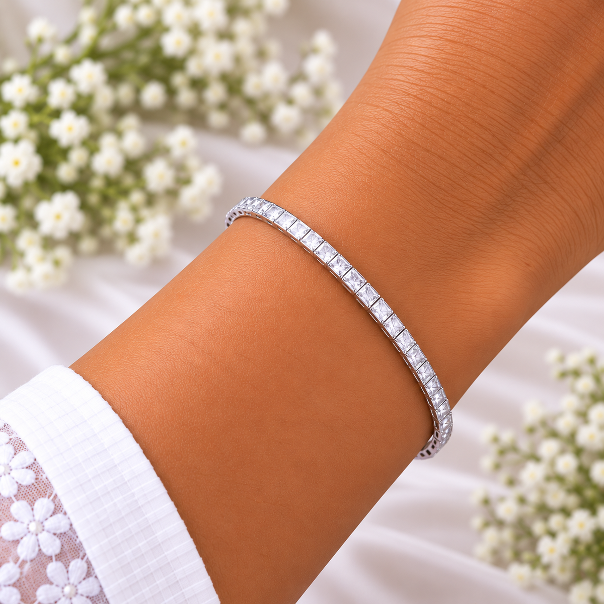 Silver Classic Crystal Tennis Bracelet