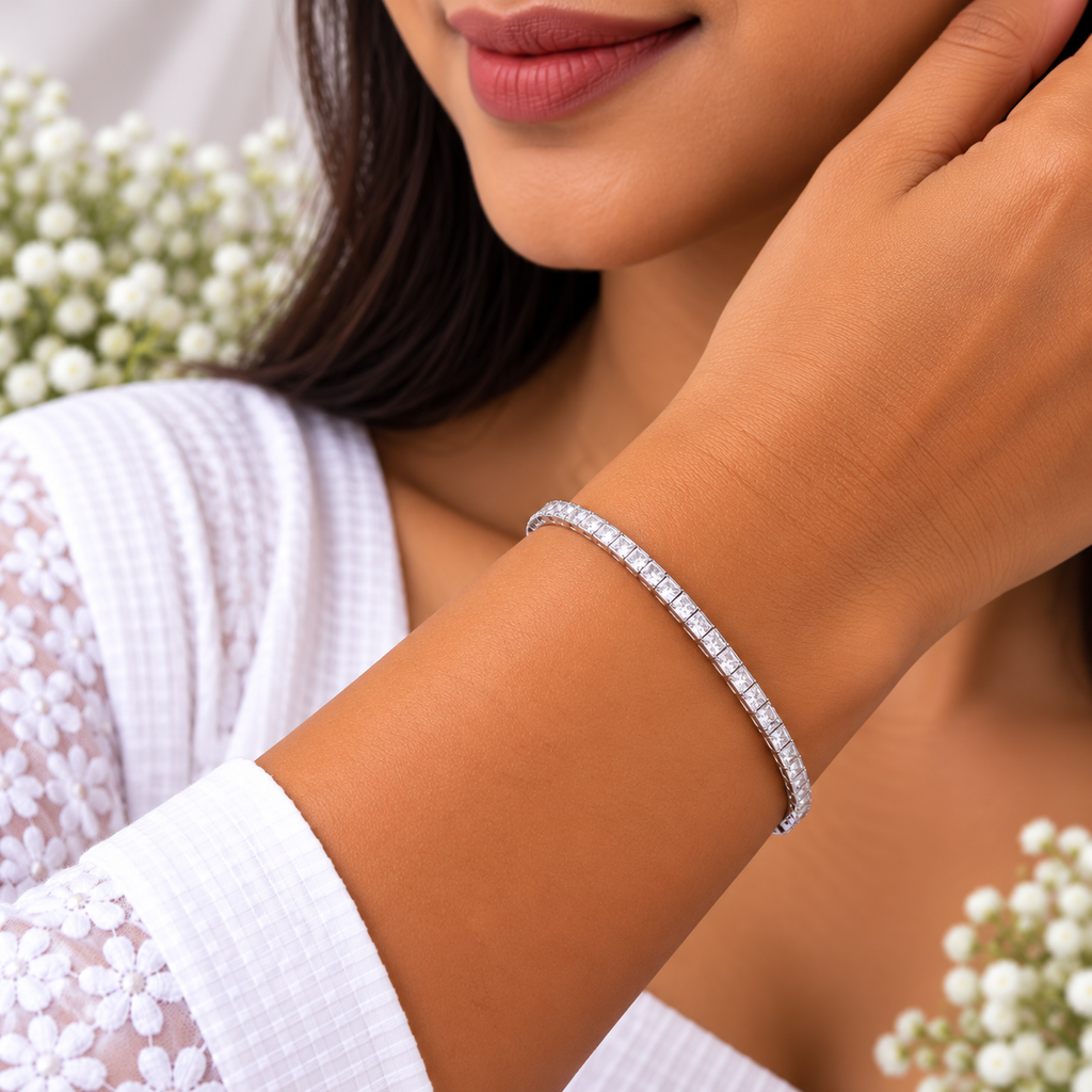 Silver Classic Crystal Tennis Bracelet