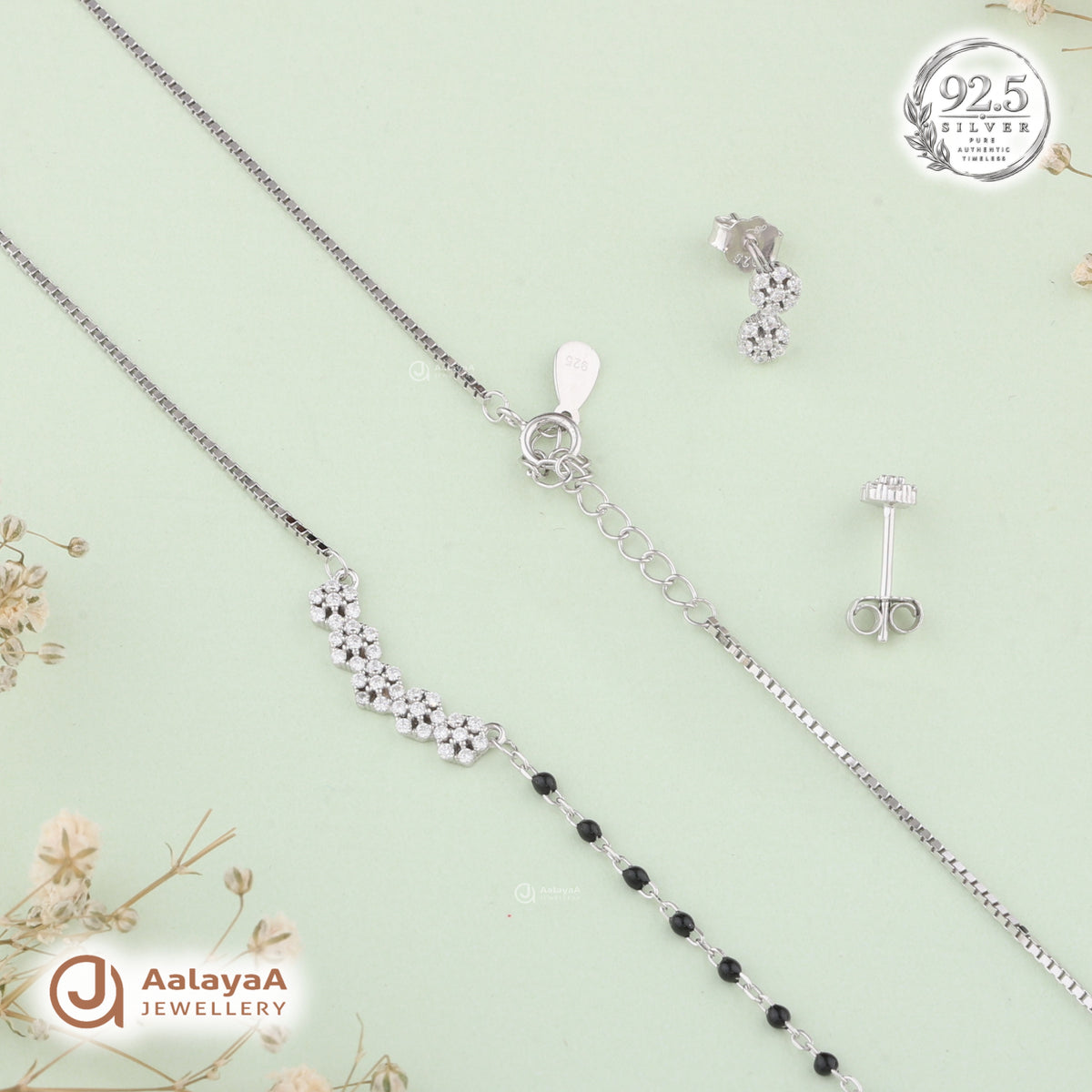 Silver Floral Harmony Necklace Set